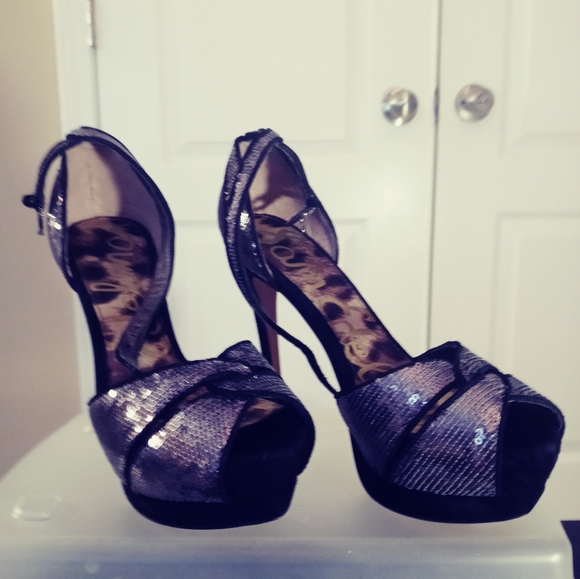 Sam Edelman Women's Lavender Sequins Sparkling Heels - Picture 1 of 12